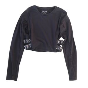 ⭐️RARE Oysho Sport Logo-Strips Crop T-Shirt Black Size Small